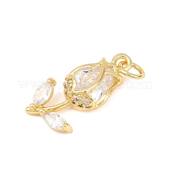 Латунные микропаве прозрачные подвески с фианитом&nbsp;KK-F931-13G-02