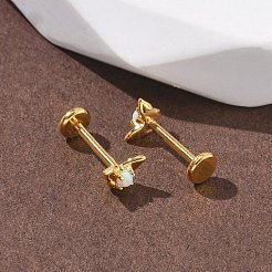 Boucles d'oreilles à tige en acier inoxydable 304 avec opale synthétique&nbsp;EJEW-B143-01G-05