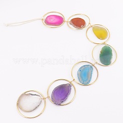 7 чакра радужная натуральная агатовая подвеска-ловец солнца&nbsp;HJEW-H065-09