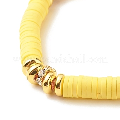 Эластичный браслет Heishi Surfer из полимерной глины с синтетическим гематитом&nbsp;BJEW-JB07704