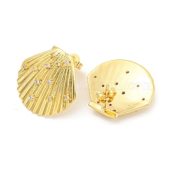 Серьга-гвоздик из латуни с микропаве из кубического циркония&nbsp;EJEW-C102-35G-01