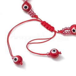 Bracelets tressés en perles de verre contre le mauvais œil pour hommes et femmes&nbsp;BJEW-MZ00160-01