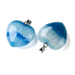 Pendentifs en agate à cœur de cristal naturel teint et chauffé&nbsp;GG-CBACB71-04P-03