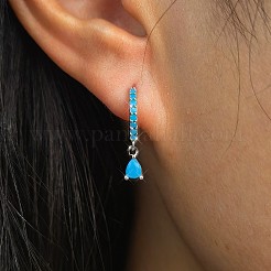 925 orecchini a cerchio geometrici a goccia in argento sterling con micro pavé di zirconi cubici&nbsp;JL9080-14