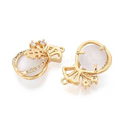 Латунные подвески с микропаве из прозрачных кубических цирконий кошачий глаз&nbsp;KK-T071-16G-C01