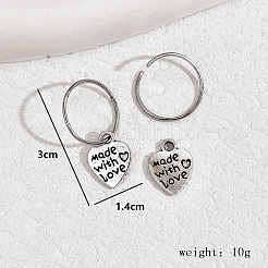 Винтажные серьги-кольца в стиле панк из латуни в форме сердца&nbsp;XL2786