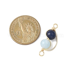 Подвески-соединители с круглыми звеньями из натурального лазурита и окрашенного синего кварца&nbsp;PALLOY-JF04678-02