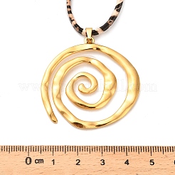 Женские ожерелья-шнурки из искусственной кожи с леопардовым принтом и спиральной подвеской из нержавеющей стали 304&nbsp;NJEW-K289-02G