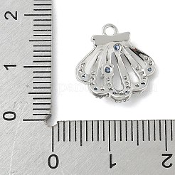 Ciondolo connettore animale marino in ottone con pavé di zirconi cubici blu cielo e trasparenti&nbsp;X-KK-M326-07A-P
