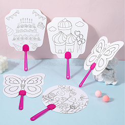 16шт. 4 стиля бумажного ручного веера&nbsp;DIY-GF0010-33