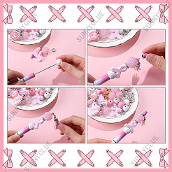 Наборы ручек для бисерной вязки на тему рака груди в розовом цвете&nbsp;DIY-SC0024-87