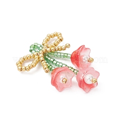 Бант из стеклянных бисера с подвесками-цветами&nbsp;PALLOY-MZ01129-01