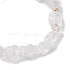 Braccialetti elasticizzati da donna con chip di cristallo di quarzo naturale e perline cuboidi di cristallo di rocca&nbsp;BJEW-JB10808-03