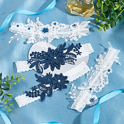 Ahademaker 2 комплект 2 стильных кружевных эластичных и полиэфирных кружевных подвязки для невесты&nbsp;AJEW-GA0004-75