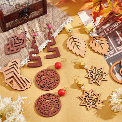 36pcs 18 styles de grands pendentifs en bois&nbsp;WOOD-PH0002-29