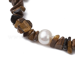 Stretch-Armbänder aus natürlichen Tigerauge-Chips für Frauen&nbsp;BJEW-JB11343-03