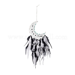 Железная тканая паутина/сетка с подвесками из перьев&nbsp;AJEW-B017-21