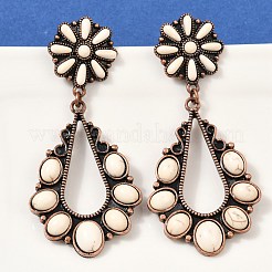 Серьги-гвоздики из сплава синтетической бирюзы&nbsp;LS-EJEW-U053-12R