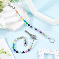2 porte-clés en perles œil de chat en verre&nbsp;HJEW-SC0002-23