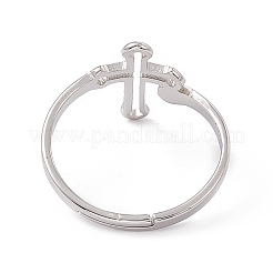 Не тускнеющее кольцо из нержавеющей стали 201 с полым крестом RJEW-K238-06P