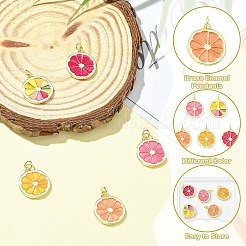 5 pièces 5 couleurs pendentifs en laiton émaillé&nbsp;KK-CJ0004-35