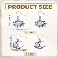 Серьги-подвески из сплава стекла «солнце и луна»&nbsp;EJEW-LP0008-055A