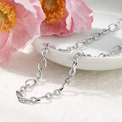 Ожерелья из текстурированной овальной цепочки из нержавеющей стали 304 толщиной 5.5 мм&nbsp;NJEW-T016-12P