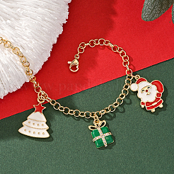 Рождественские браслеты с подвесками из латуни и эмали RL1643