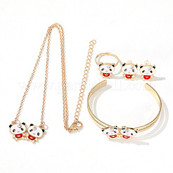 Комплекты из серег-гвоздиков и подвесок из сплава панда&nbsp;FS-WGAF002-05