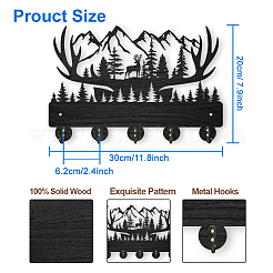Perchas de pared de madera y hierro&nbsp;HJEW-WH0055-029