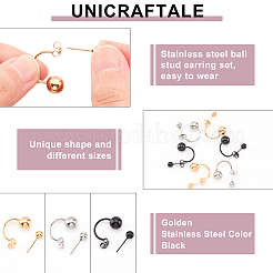 12 pieza de pendientes de botón de acero inoxidable 304 de 3 colores&nbsp;EJEW-UN0001-81