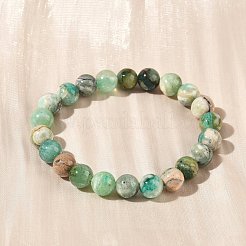 Natürliche grüne Jaspis-Rundperlen-Stretcharmbänder für Damen&nbsp;BJEW-F535-02B
