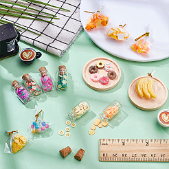 Смешанная форма стеклянная бутылка миниатюра и смоляная мини имитация еды украшения&nbsp;DJEW-WR0001-07