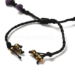 Bracciale con perline intrecciate con pepite di ametista naturale&nbsp;BJEW-B073-01A