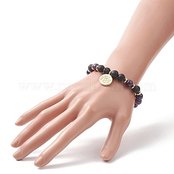 Эластичный браслет из бусин из смешанных натуральных и синтетических драгоценных камней&nbsp;BJEW-JB09312