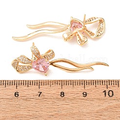Aretes de latón con micro pavé de circonio cúbico para mujer&nbsp;KK-CBADFF4-05G