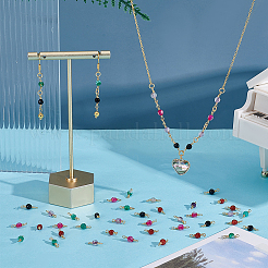 50 шт. 5-х цветные граненые круглые подвески-соединители из натурального агата&nbsp;KK-UN0005-46