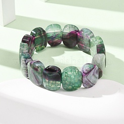 Bracelets extensibles en perles ovales d'agate naturelle veinée de dragon (teinte et chauffée) pour femmes et hommes&nbsp;GG-CBA9ACE-A14