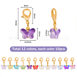 96 pz 12 colori farfalla pendente decorazione in vetro&nbsp;HJEW-HS00003
