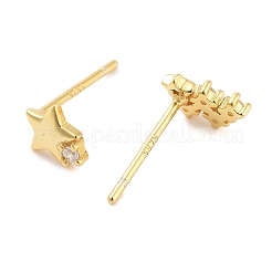 925 серьги-гвоздики из стерлингового серебра с микропаве из прозрачных кубических цирконий для женщин&nbsp;EJEW-F342-07G