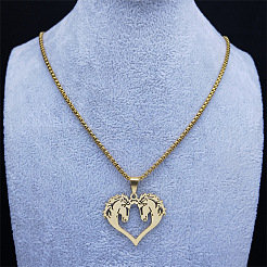 Ожерелье в стиле хип-хоп с двумя подвесками в форме сердца из нержавеющей стали 201&nbsp;FS-WGDE3BC-02