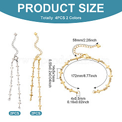 4шт 2 цвета 304 нержавеющая сталь цепочка для изготовления браслета с поперечными связями&nbsp;AJEW-TA0001-96