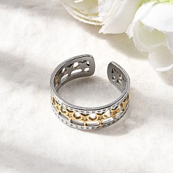 Anillos de puño ajustables de acero inoxidable 304 para mujer&nbsp;RJEW-B150-01GP-09