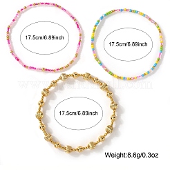 Boho-Stretch-Armbandsets aus Messing und Glasperlen&nbsp;ZV9716-1