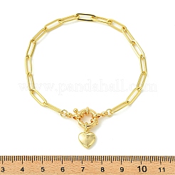 Armbänder mit herzförmigem Messinganhänger und Büroklammerkette für Damen&nbsp;BJEW-JB14258
