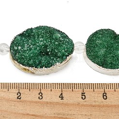 Versilberte gefärbte ovale natürliche Drusenquarzkristallperlenstränge&nbsp;G-F144-02-S