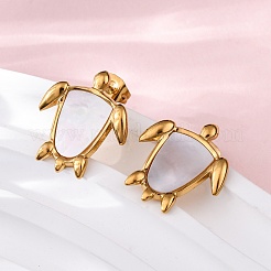 Серьги-гвоздики из натуральной белой ракушки из нержавеющей стали 304&nbsp;EJEW-Z103-05G-02