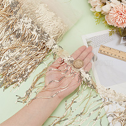 10 ярд ленты с кисточками из полиэстера с блестками и бисером&nbsp;OCOR-WH0003-041B