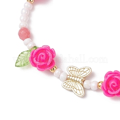 Armbänder aus geflochtenen Glasperlen und Harzperlen für Damen&nbsp;BJEW-MZ00237-02