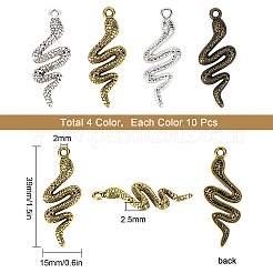 40 шт. 4-х цветные подвески из сплава змеи&nbsp;TIBEP-SC0001-82